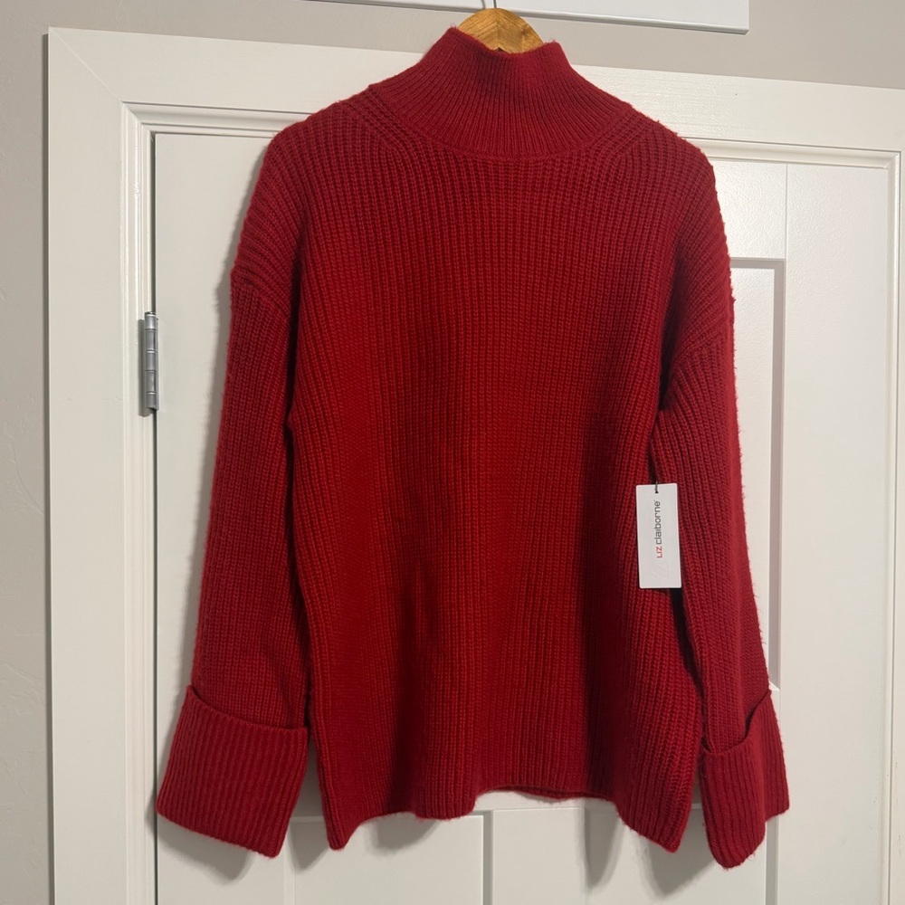 Liz Claiborne Women's Mock Neck Red Sweater - Picture 12 of 15